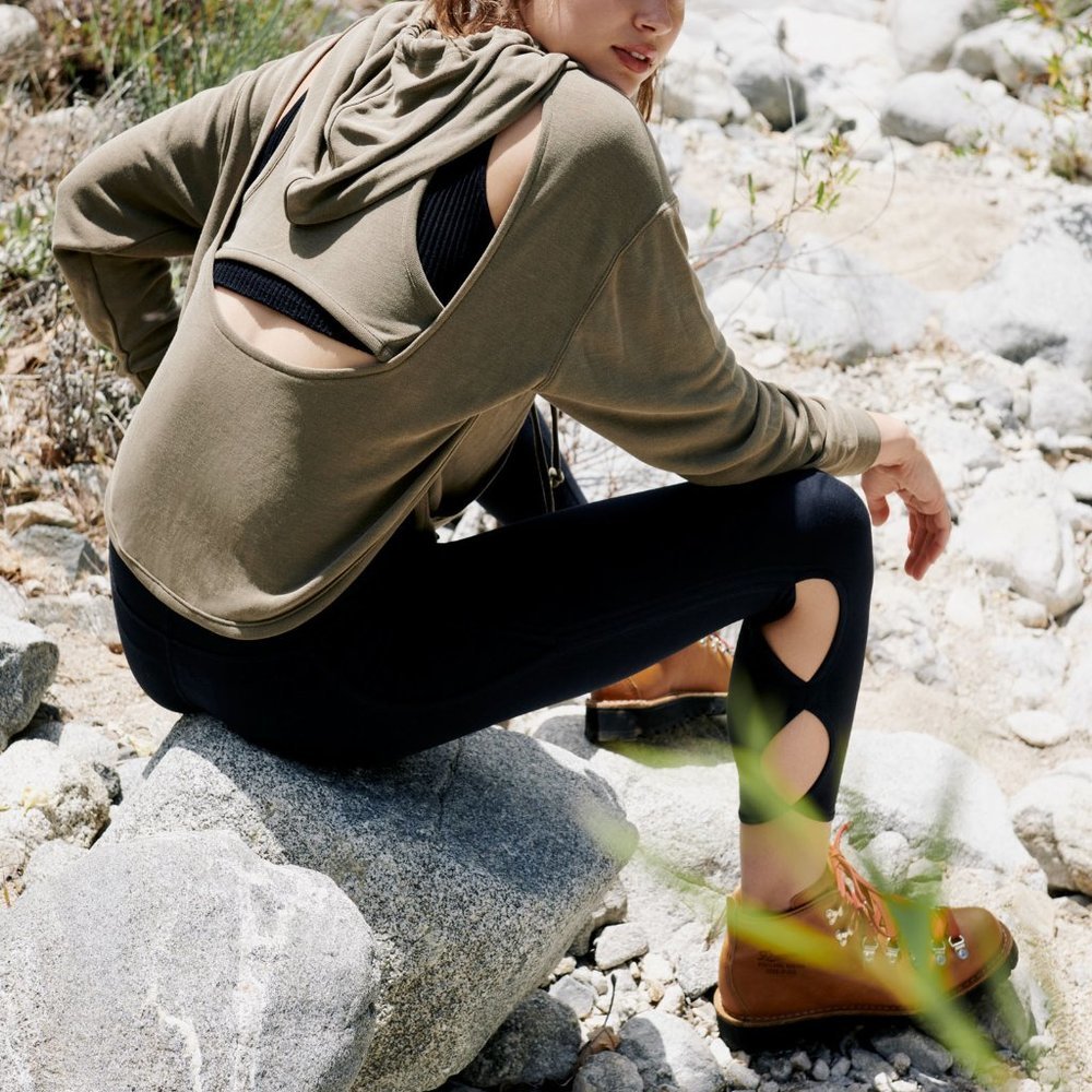 New Without Tags Free People Movement Back Into It Hoodie in Army Moss